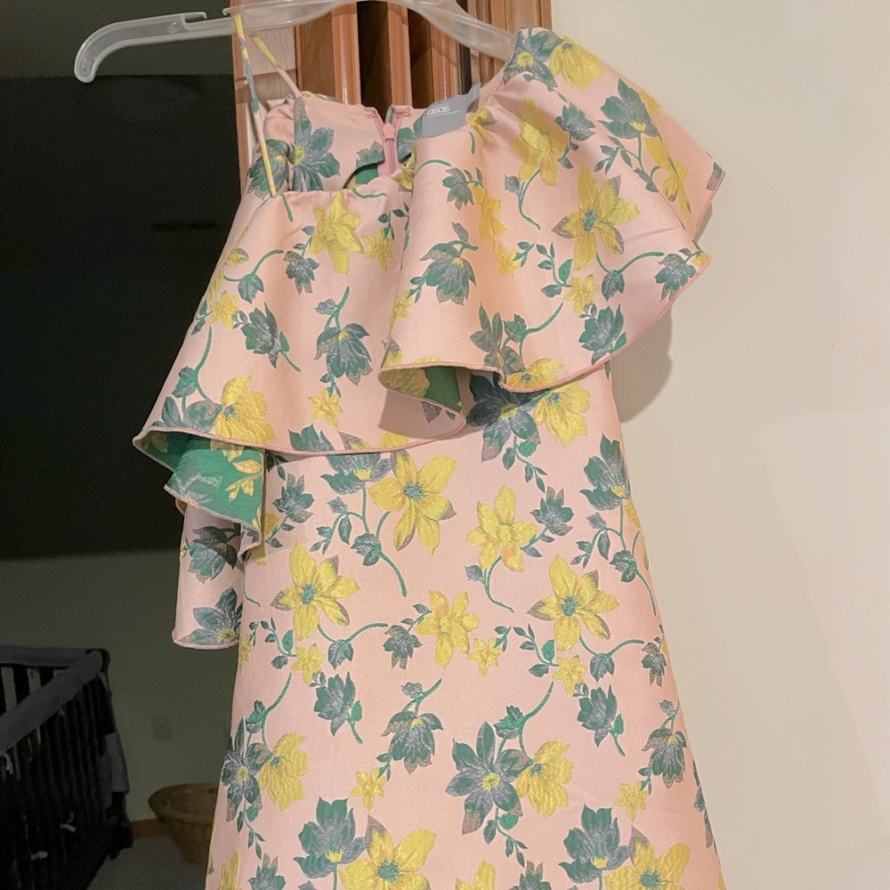 floral one shoulder mini dress